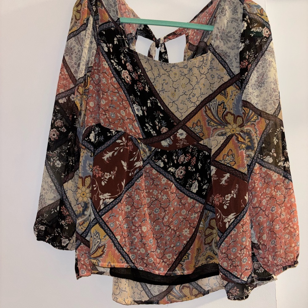 American Eagle Outfitters Flowy Patchwork Blouse